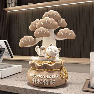 招纳摆件LIZ福店铺财前台招猫摆件桌财面聚宝盆装饰生意兴旺财运