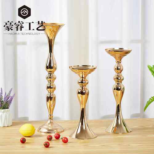 美式创意烛台摆件家居浪漫烛光晚餐餐桌铁艺装饰婚庆道具花器路引
