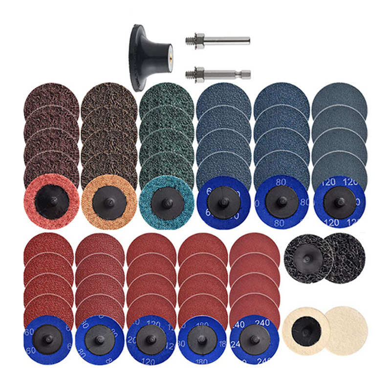 货源 2寸50mm转矩砂碟套装59+1 转锁螺旋打磨片纽扣式