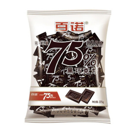 上海特产百诺75%黑巧克力225g*2袋装 休闲零食可可脂黑巧克力