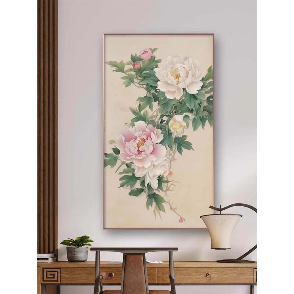 新中式牡丹花装饰画花开富贵宋氏美学壁画抽象艺术一路繁花挂墙画
