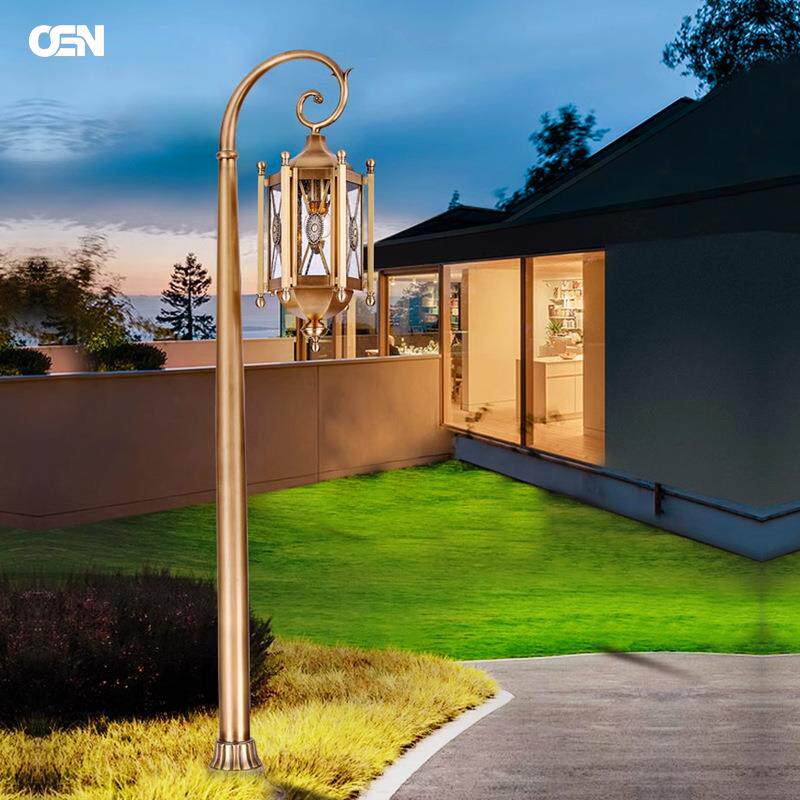 欧式户外防水复古庭院灯LED全铜方形花园别墅草坪灯led景观落地灯
