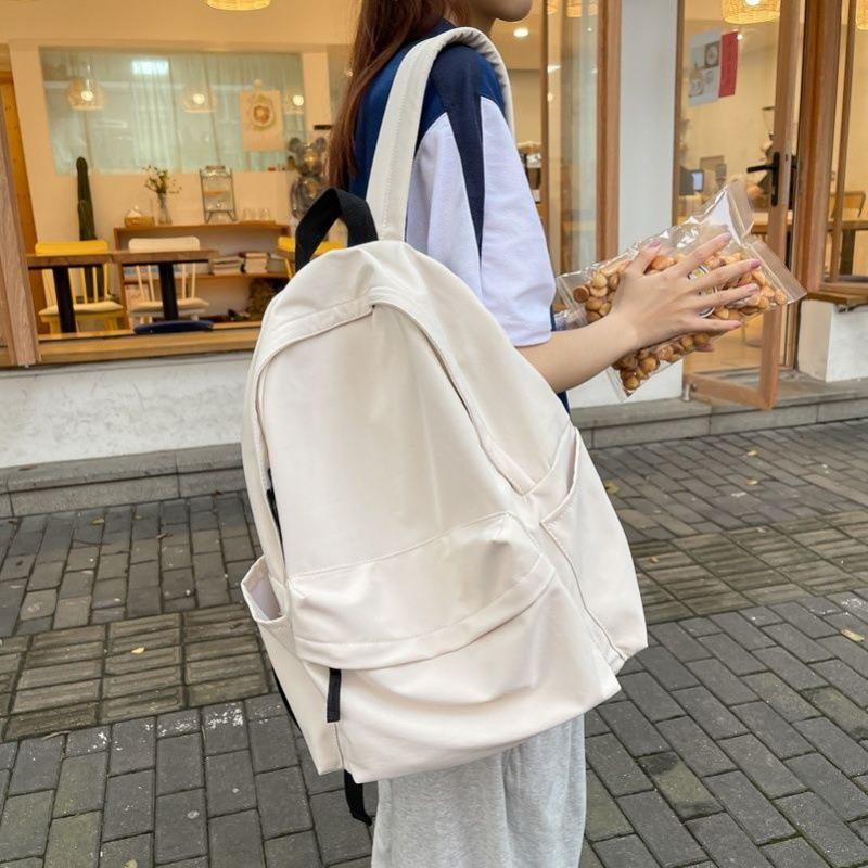 ins大学生中学高中韩版帆布简约百搭书包女男日系森系背包双肩包t