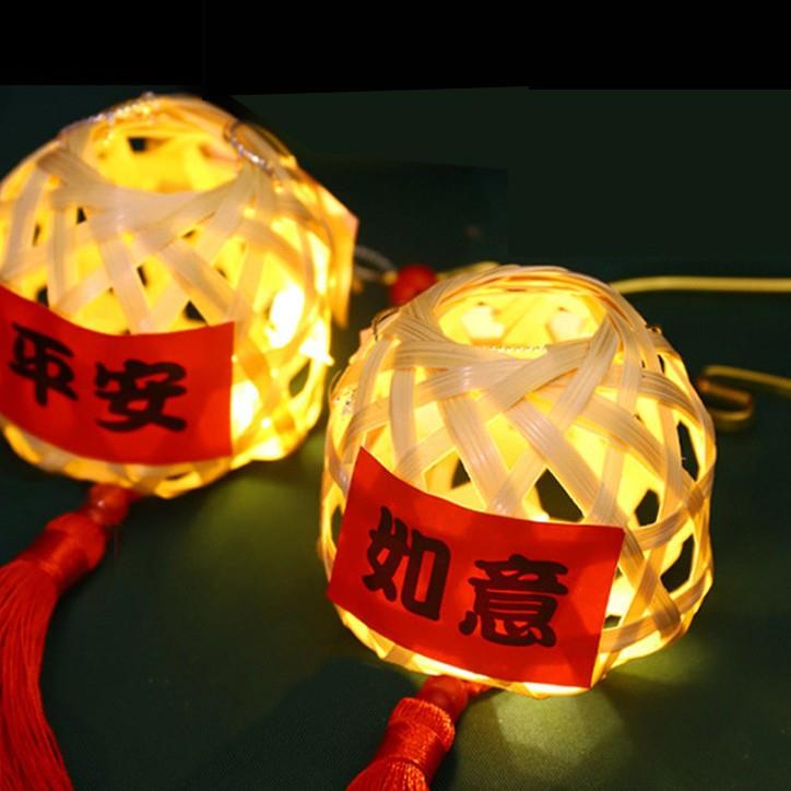 中秋灯笼mini竹编厂家led灯发光竹笼景区摆地摊手提小灯笼