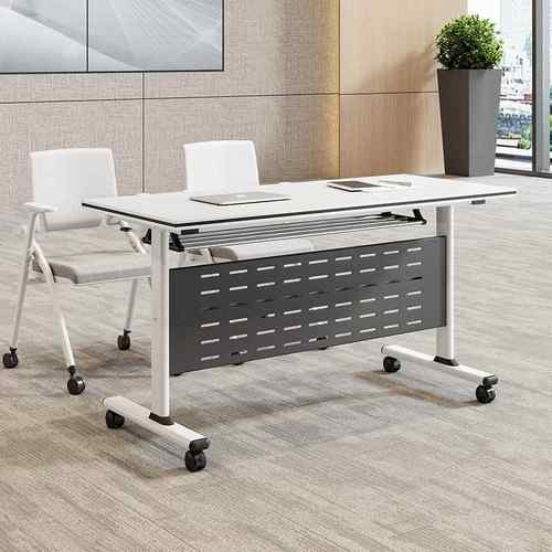 加厚折叠会议桌培训桌子长条桌双人课桌带轮可移动办公桌椅组合桌