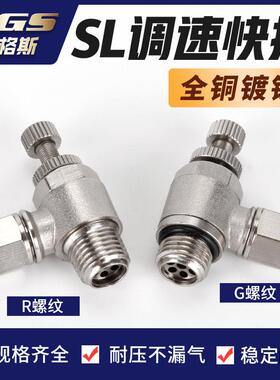 全铜镀镍金属快拧节流阀SA调速接头SL6-01/8-02/10-03/12-04/M5