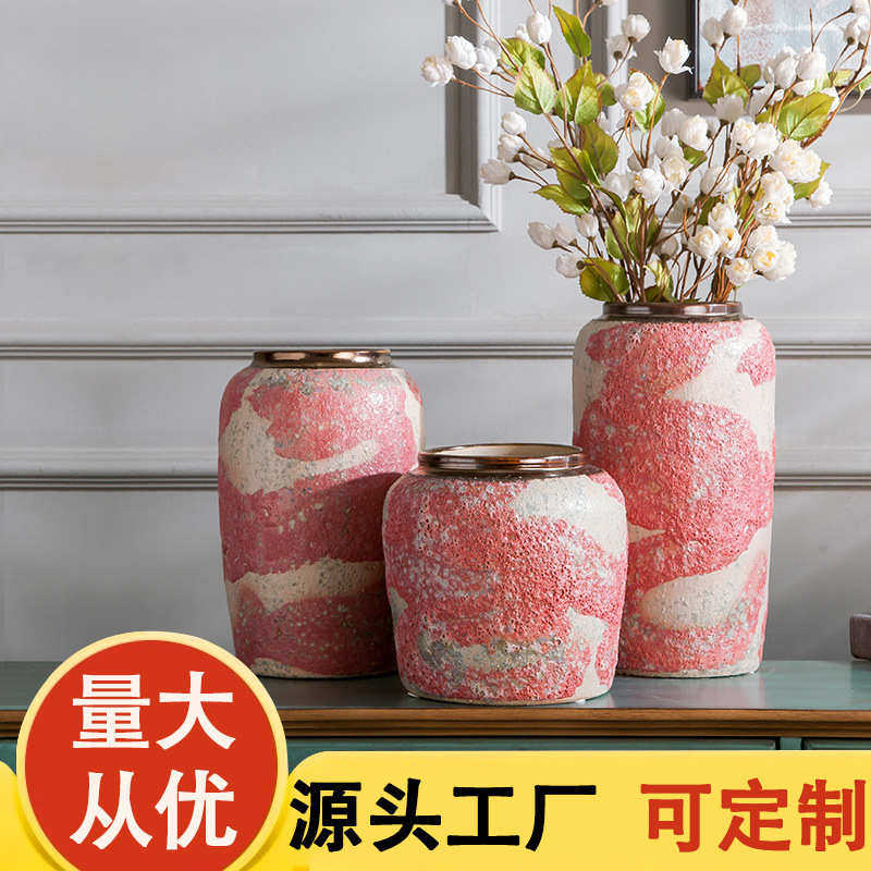 景德镇陶瓷器 怀旧复古桌面花瓶 手绘粉红色小资情调家居大摆件,家居饰品,花瓶,淘宝优惠券,粉丝福利购,淘宝优惠卷