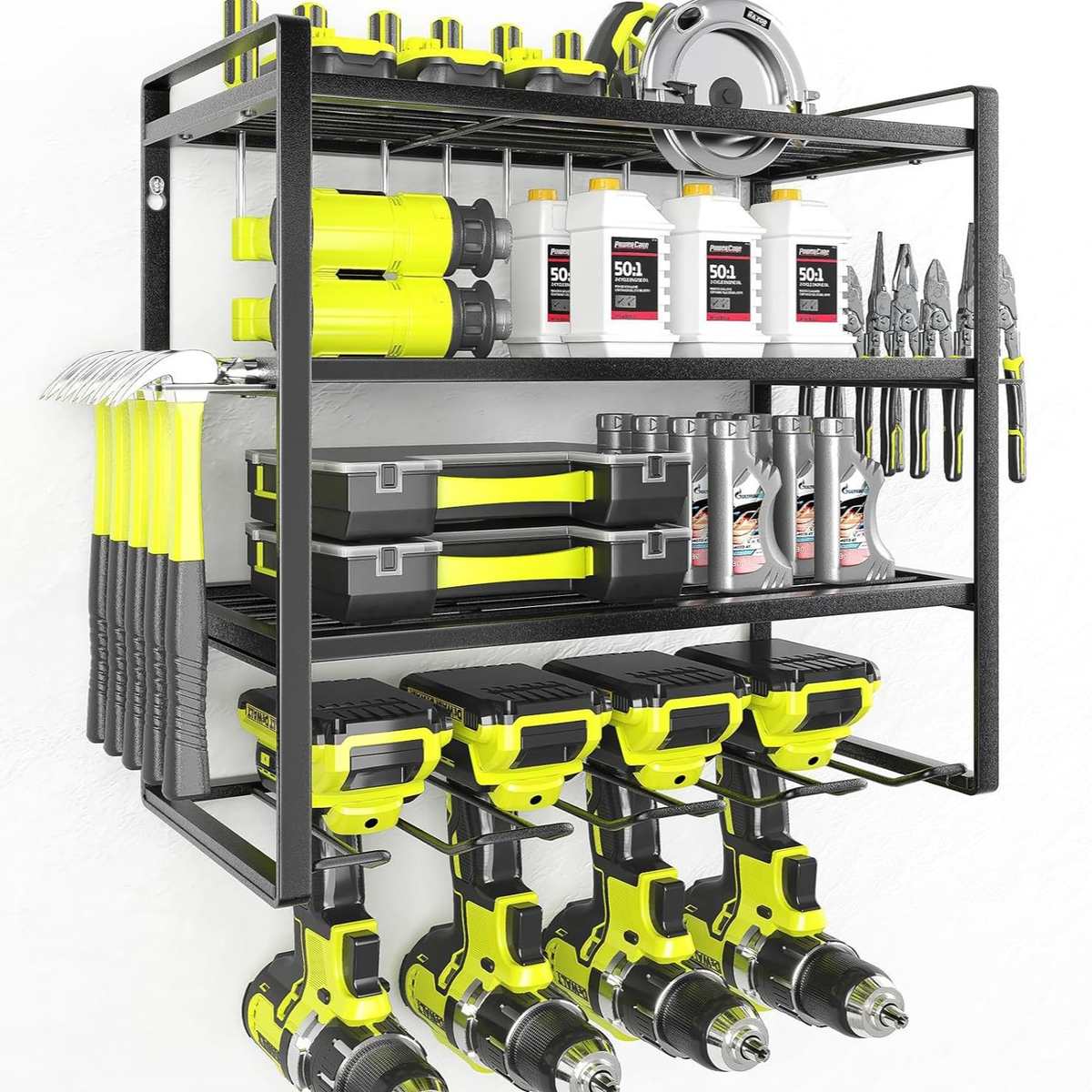 架物黑色收纳层储工具架,cf多功能车库支架器工具和4式壁挂