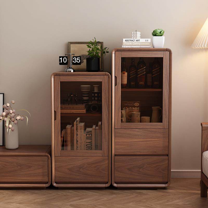 全实木中古风电视边柜客厅家用2025新款沙发边柜落地覆古风电视柜