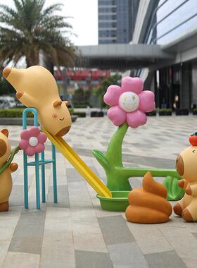 幼儿园卡皮巴拉装饰品儿童乐团卡通水豚鼠摆件商业街橱窗美陈道具