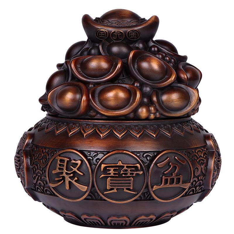 办公室桌元宝聚宝盆纯彩铜摆件电视柜客厅装饰工艺品家装摆设