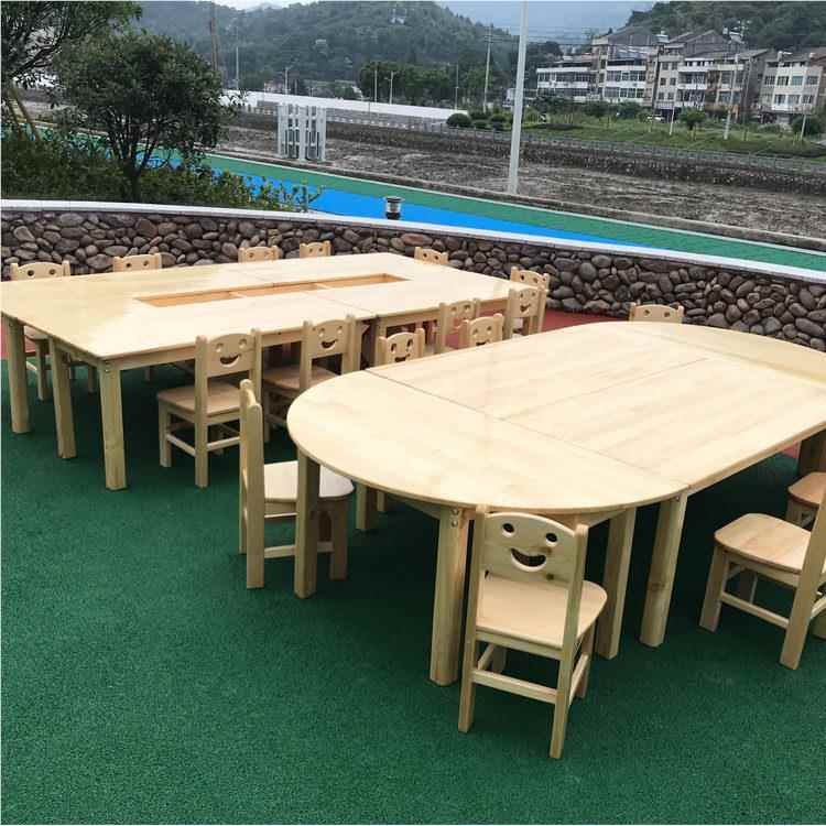 幼儿园桌椅实木功儿童多QR-Z010能学习培训辅导工班术美美桌手工