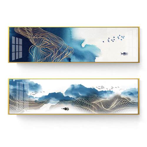 卧室装饰画床头挂画现代沙发主卧客厅免打孔背景墙房间新中式壁画