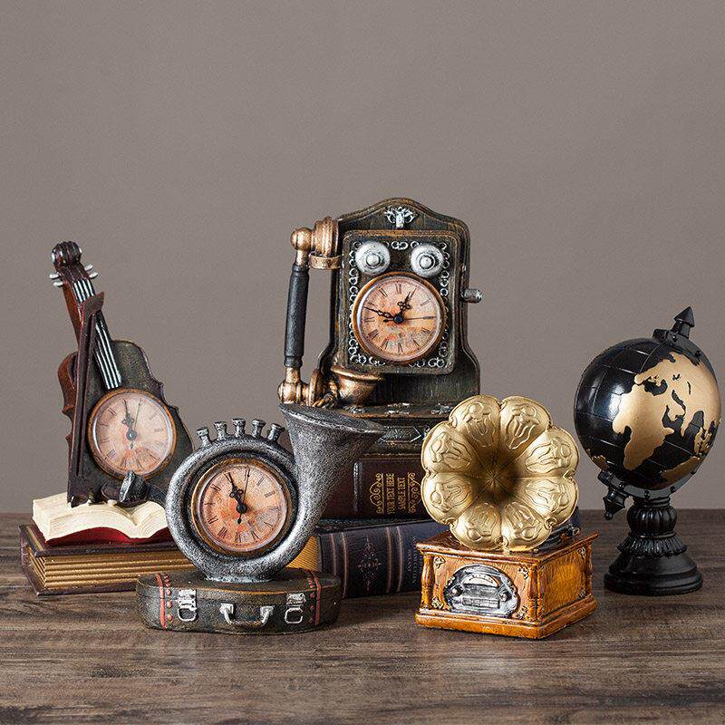 复古美式电话摆件家居客厅酒柜装饰品家里怀旧留声机服装店小摆设