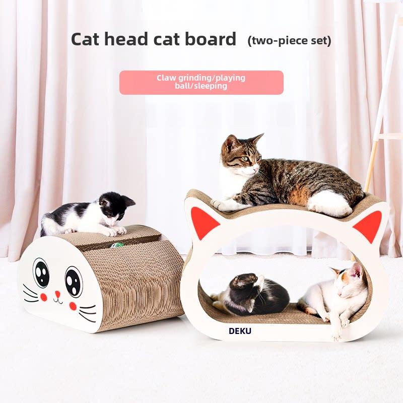 德酷猫头大型猫抓板耐磨瓦楞纸爪宠物用品竖式圆形免运费