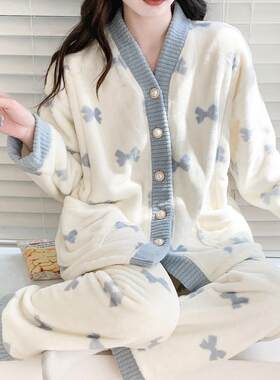 2026月子服冬季产后绒加厚法兰绒哺乳喂奶12月孕妇保暖珊瑚绒睡衣