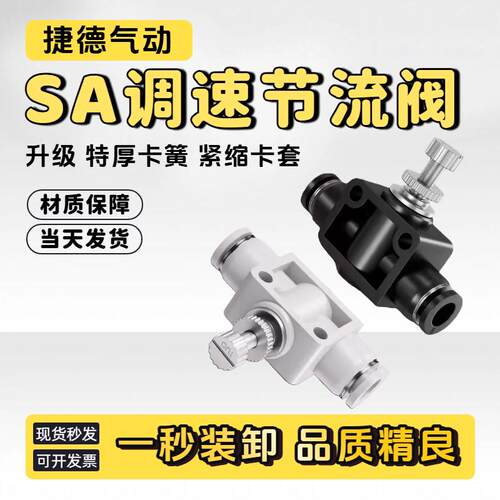 SA调速节流阀气管接头LSA4管道PA6限流8流量12调节阀控制阀sa16