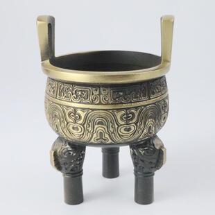 铜摆件仿古千秋克鼎家居店铺开业装饰宗庙老物件三足鼎金属工艺品