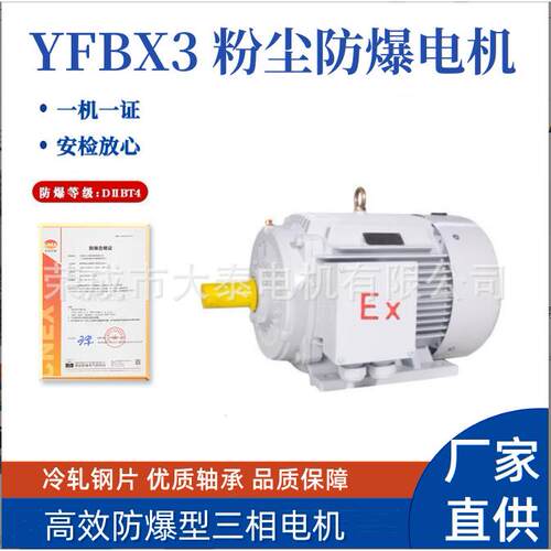 山东华瑞华力众泰厂家直供YFBX3粉尘防爆型全铜线国标马达电动机