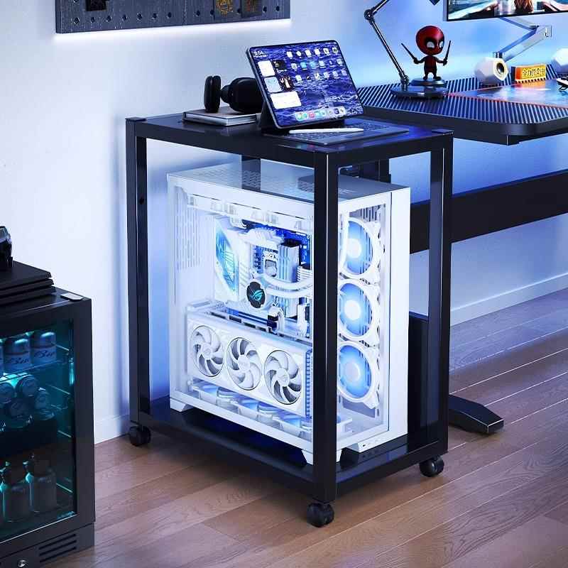 电脑主机托架机箱置物架移动电竞房装饰桌边推车收纳架台式放置柜