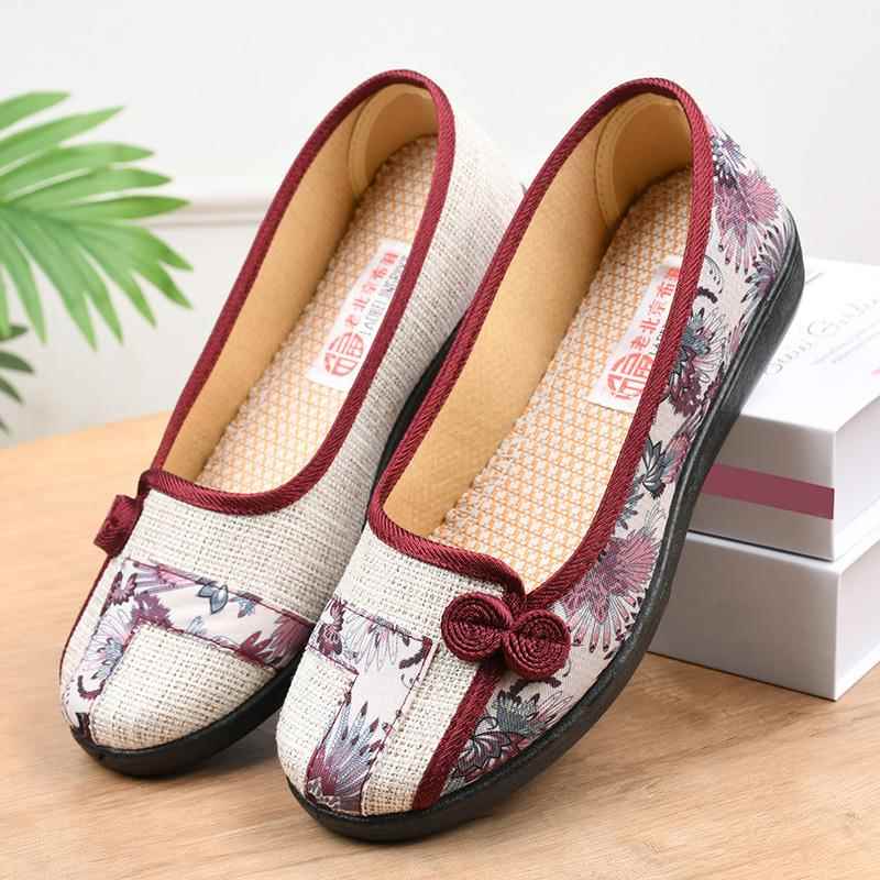 高档20女3新春夏老北京布鞋款鞋民族风平底透气妈妈鞋防滑老2人奶