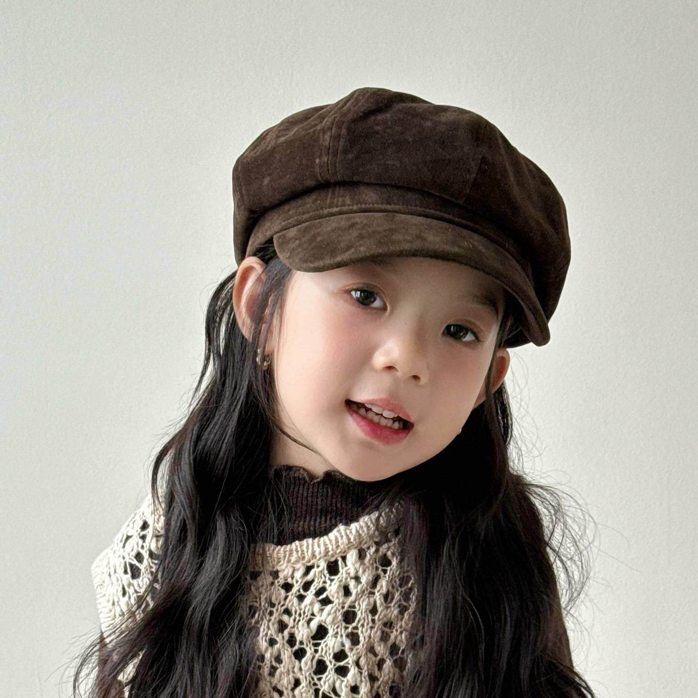 女童帽子秋冬季2026新款复古贝雷帽韩版百搭儿童前进帽女孩八角帽