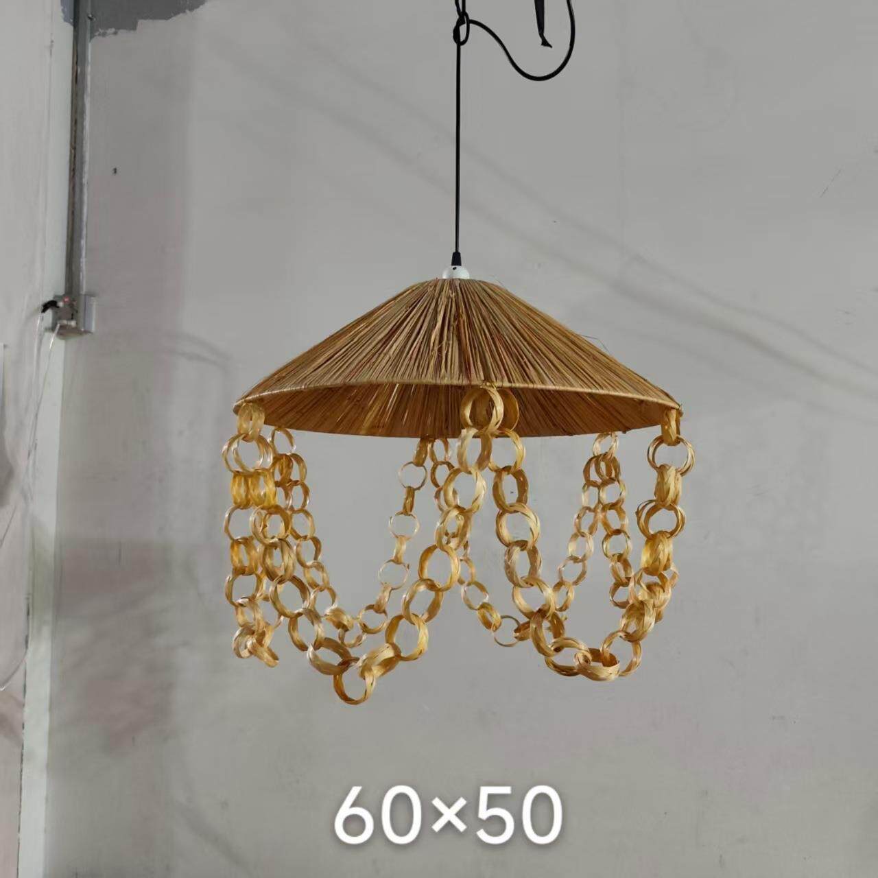 灯奶油风波西米亚麻绳吊灯卧室餐厅书房拉菲草竹艺民宿复古吊灯