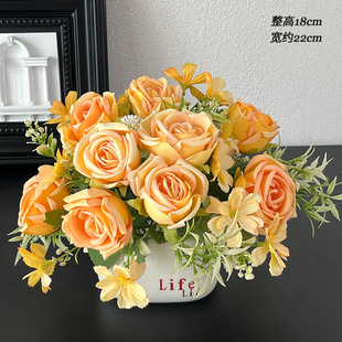 牡丹花绣球花插花盆栽餐桌摆件小雏菊假花仿真花摆设客厅高档花艺