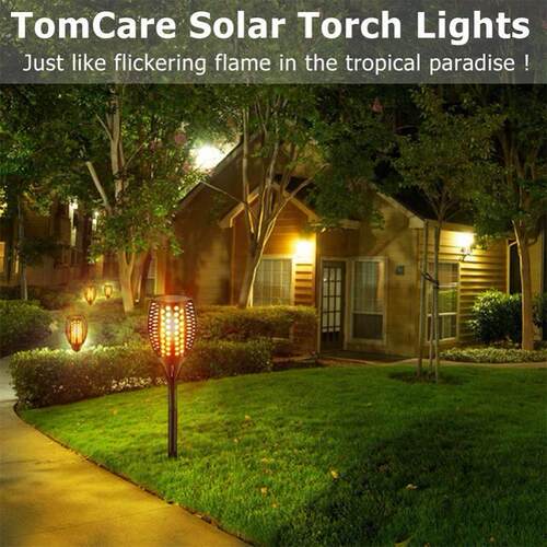 96LED Solar LED Flame Torch Light Outdoor pack Waterproof De