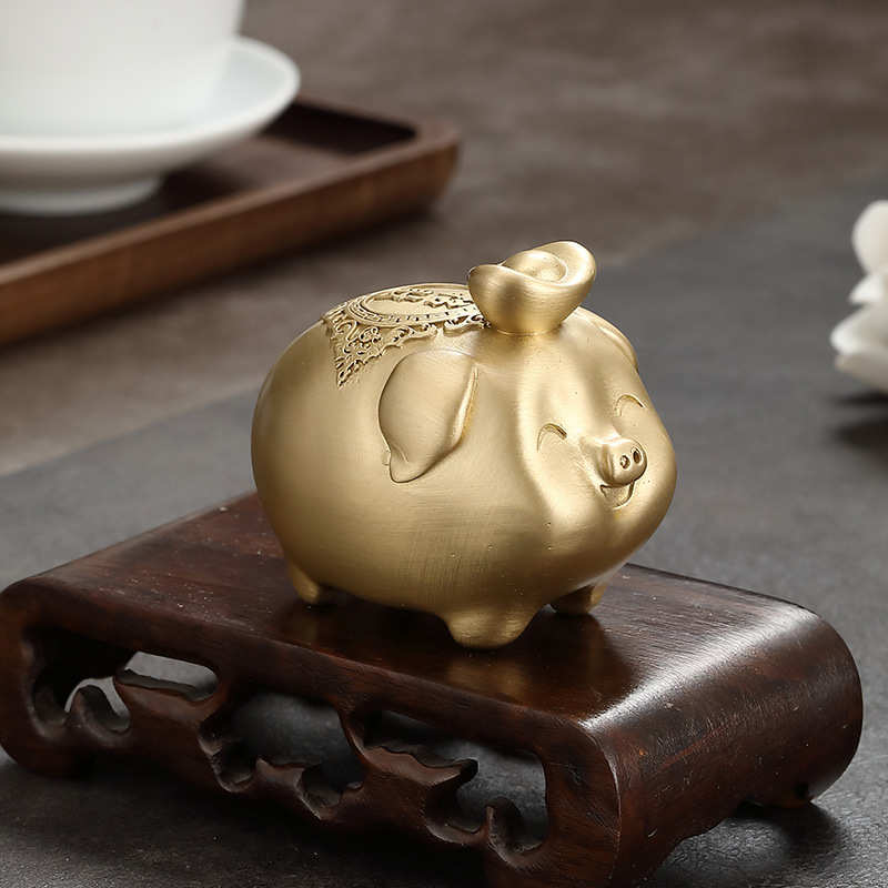 黄铜茶宠高档中式创意高档茶桌茶台摆件诸事如意茶道禅意茶具配件