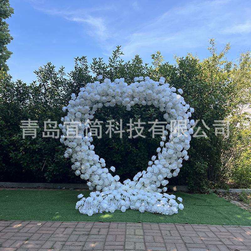 心型花艺婚礼背景舞台心型花排拱门仿真花假花求婚活动庆典
