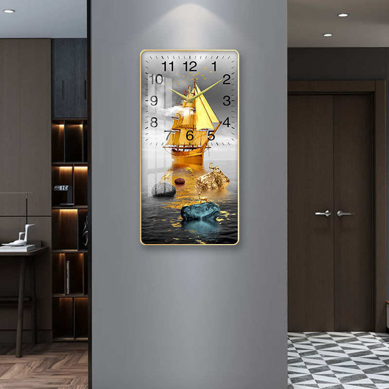 轻奢餐厅装饰画挂钟餐桌静音创意时钟挂画客厅现代简约高级感壁画