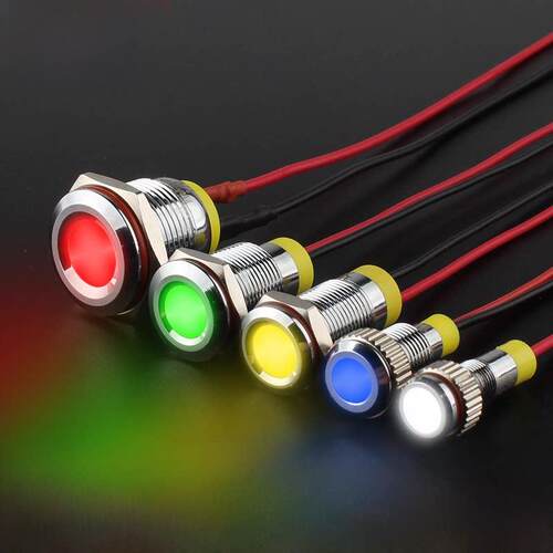 金属指示灯6/8/10/12/16MMLED防水小型带线电源指示灯12V24V220V