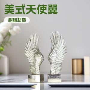 美式创意天使之翼展摆件手工书房办公室桌面家居软装工艺装饰品
