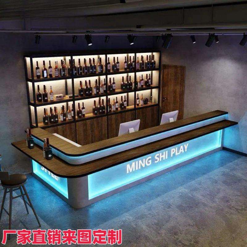 复古工业风酒馆酒吧吧台咖啡厅寿司店餐厅服务台火锅店收银台一体