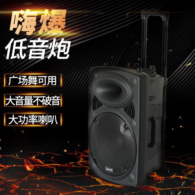 现货外贸拉杆音响广场立体声音箱便携家用低音炮大功率ok拉杆音箱