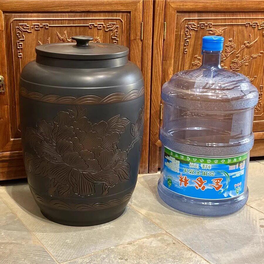 云南建水紫陶水缸约20升家用储水培水缸茶道储水抽水缸水桶净水桶