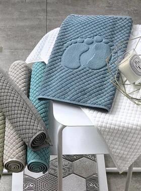 Cotton Bath Mat White Water Absorbent Bathroom Carpet Rugs
