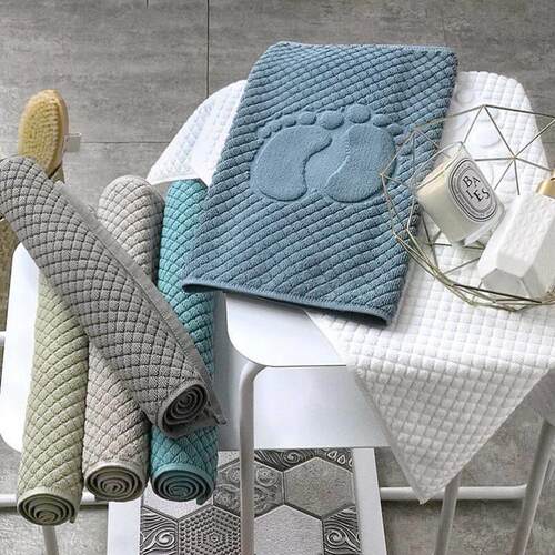 Cotton Bath Mat White Water Absorbent Bathroom Carpet Rugs