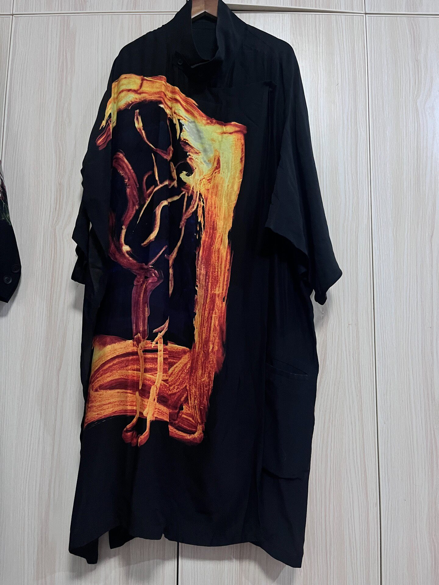 Yohji Yamamoto Black Silk Print Shirt