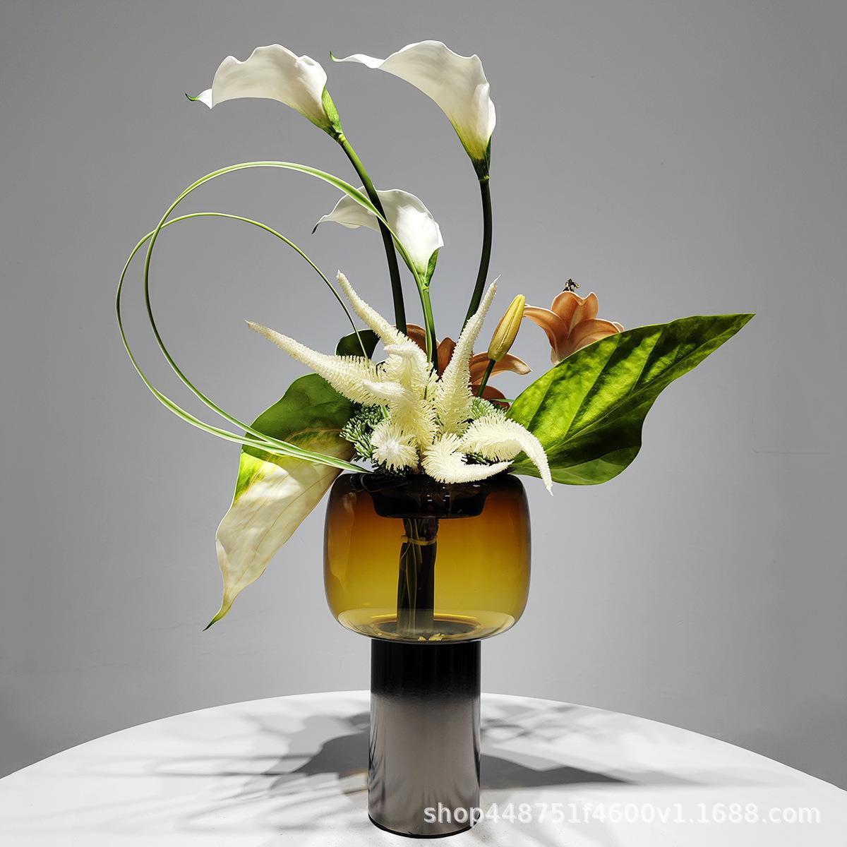 轻奢现代仿真花艺摆件客厅茶几摆花营销中心售楼处洽谈桌装饰假花