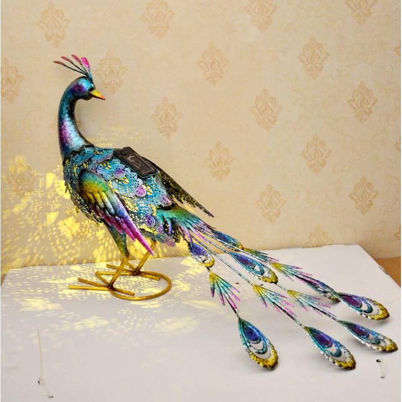 艺外贸户外灯落地孔雀发光花园动物摆件别墅欧美铁装饰庭院太阳能