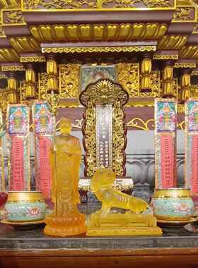 琉璃地藏王菩萨佛像居家供奉佛堂寺庙摆件客厅家用佛具谛听地藏像