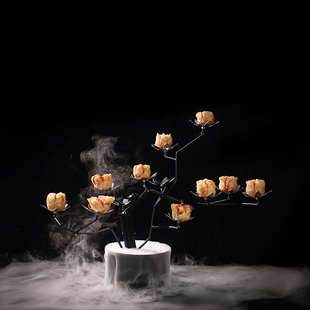 创意干冰花架树 酒店餐厅会所酒吧摆盘荔枝虾球装饰 甜品组合餐具