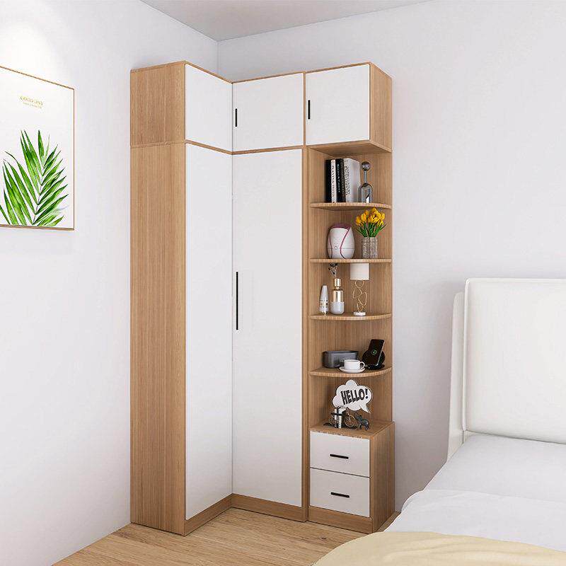 香港包邮90度转角衣柜家用卧室衣柜床头柜一体转角现代墙角柜L型