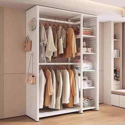 简易洞洞板用NUS挂衣架卧室组金属落地挂衣架衣装帽间家收纳简易