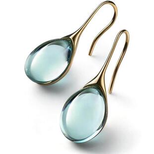 rendy Crystal Earrings Gold Color Inlay Natural Stone Hook D