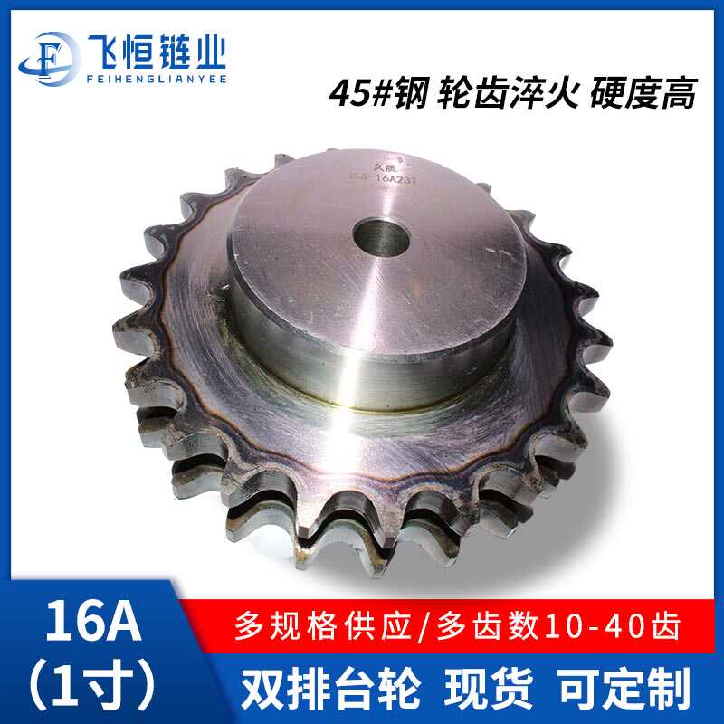1寸16A45钢双排带台链轮1寸16A-2101213141516171819202122-45齿