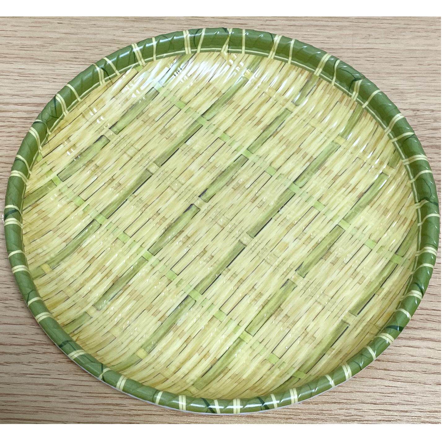 竹编彷瓷簸箕盘圆盘四方盘长方盘小吃点心盘火锅菜盘子自助餐菜盘