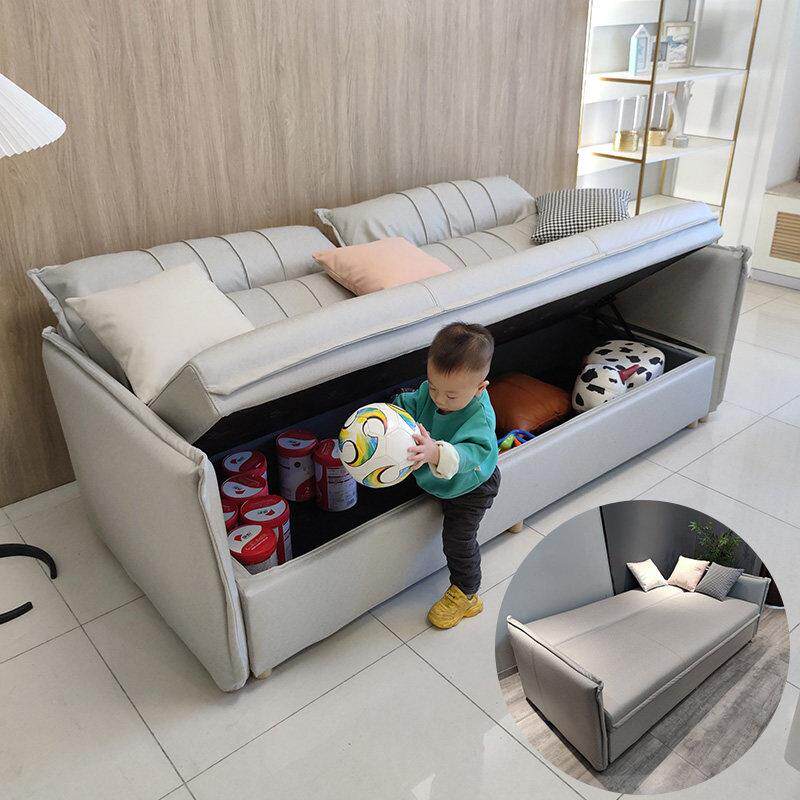 网红款北欧简约现代小户型客厅储物收纳折叠沙发床两用免洗科技布